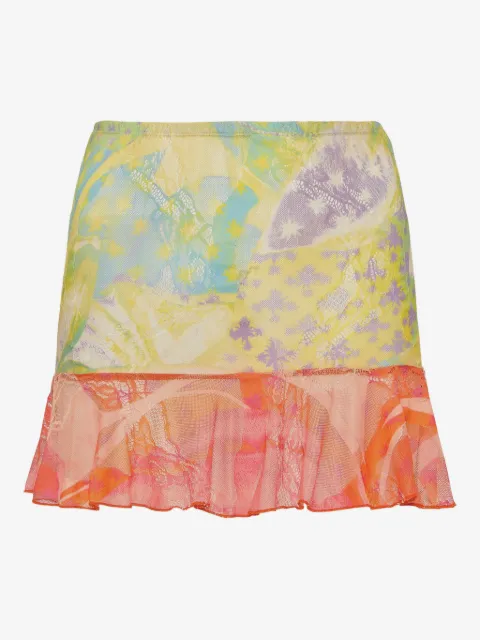 Donde Esteban mesh ruffled mini skirt