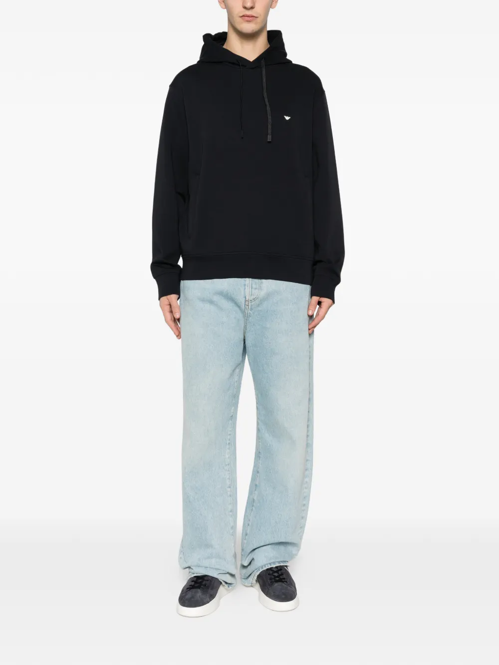 Emporio Armani Hoodie met geborduurd logo Blauw