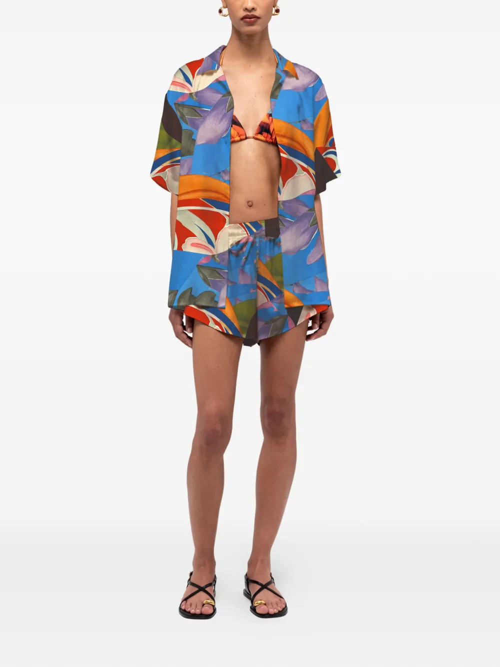 Donde Esteban Palenque Flores short-sleeve shirt - Blauw