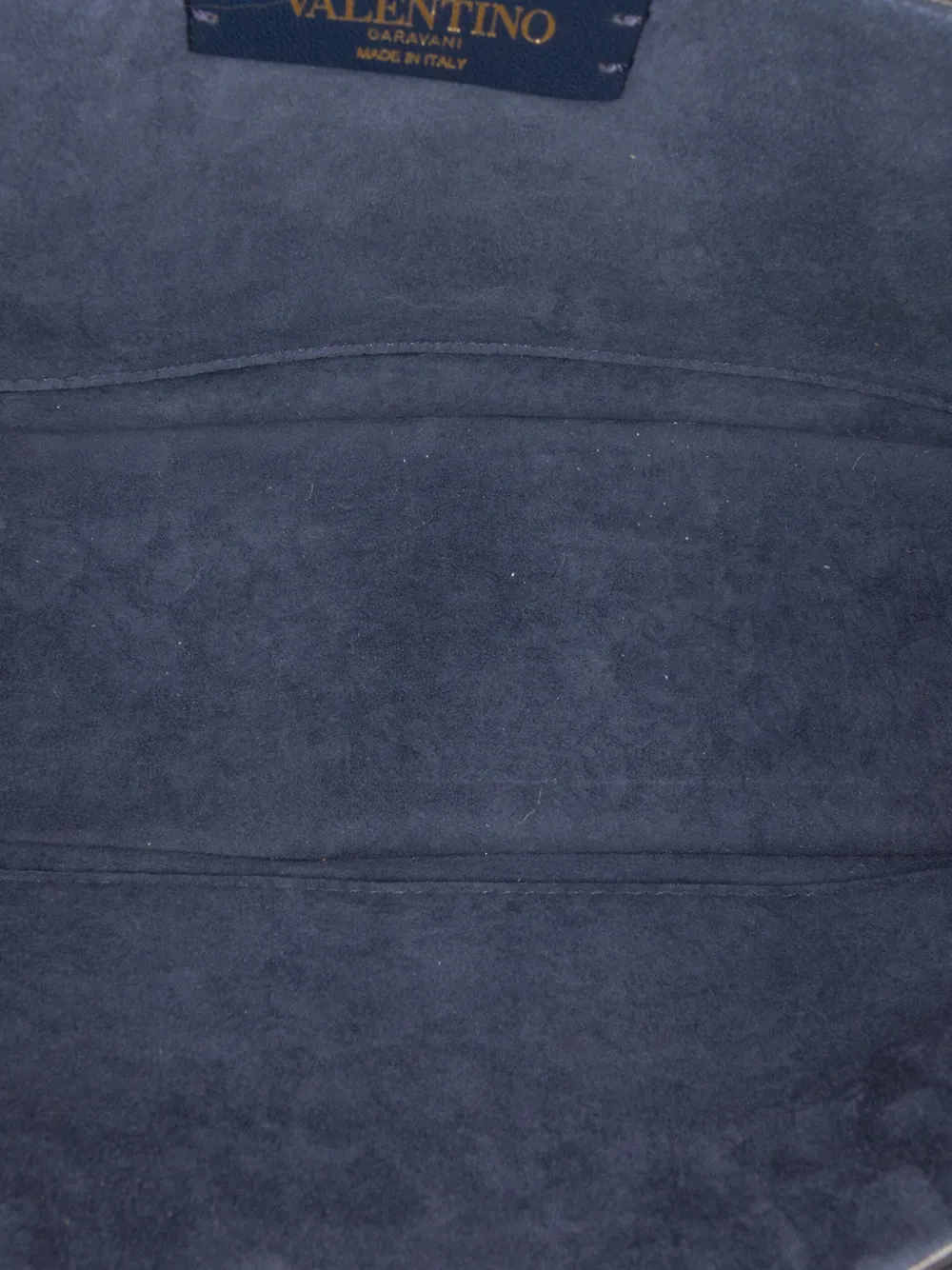 VALENTINO GARAVANI Pre-owned 2021-2025 Large Knit Roman Stud Satchel In Blue