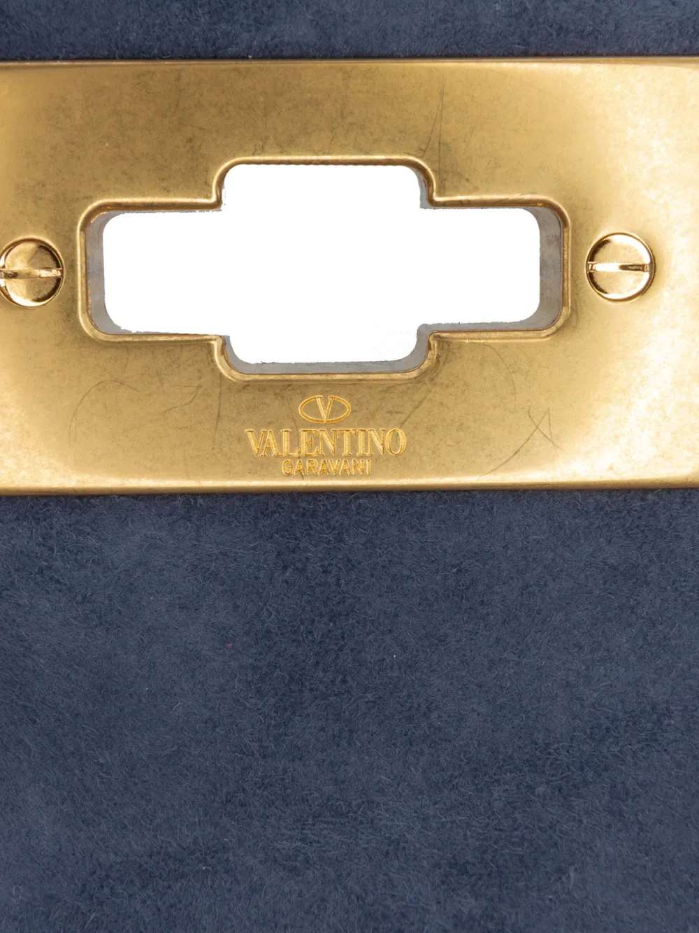 VALENTINO GARAVANI Pre-owned 2021-2025 Large Knit Roman Stud Satchel In Blue