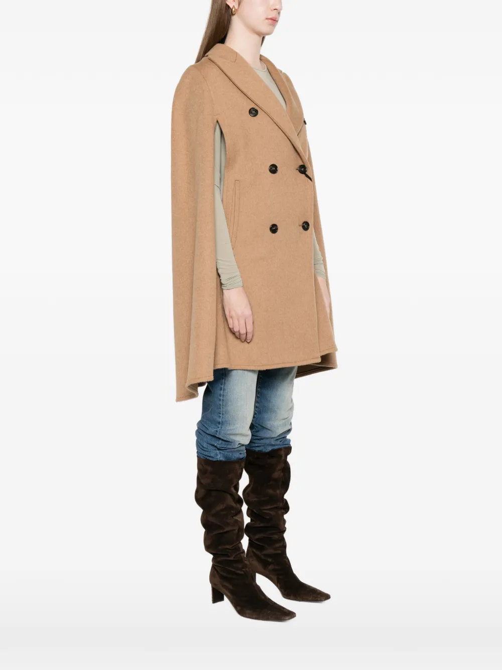 Max Mara Pordoi ダブルブレスト ケープ | ブラウン | FARFETCH JP