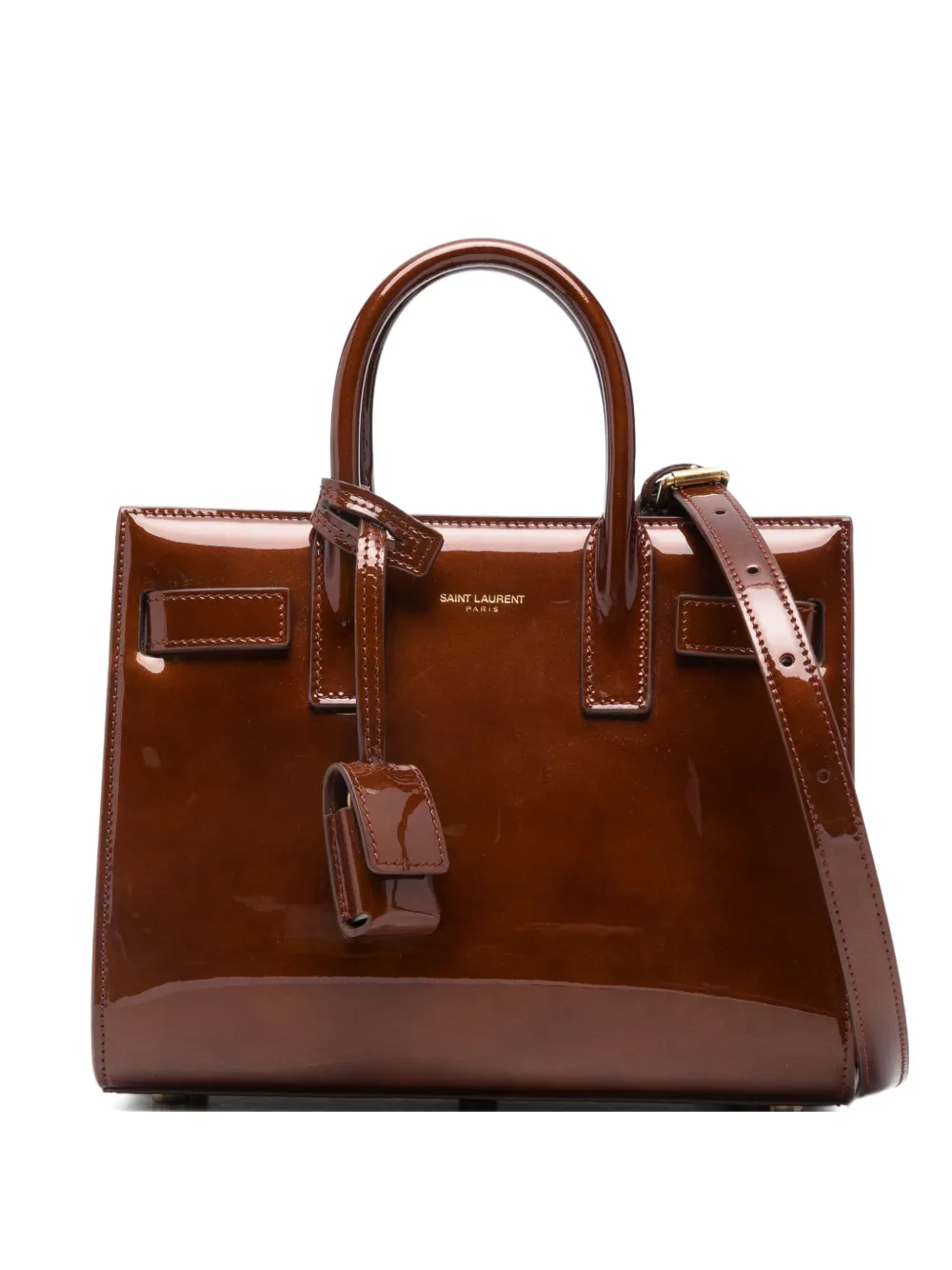 Pre-owned Saint Laurent Sac Du Jour Leather Tote Bag In Brown