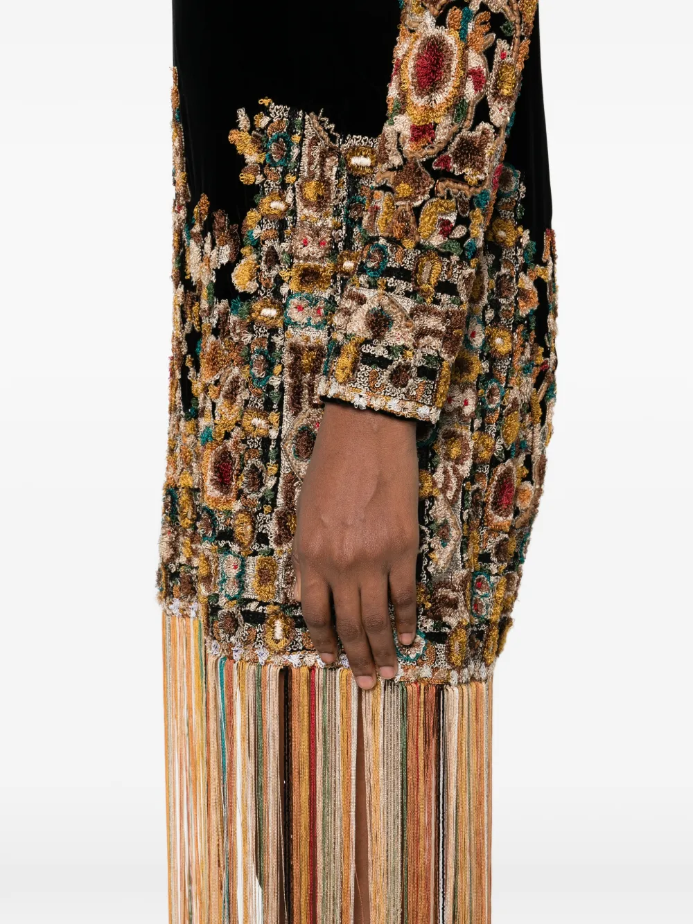 Embroidered Fringed Dress