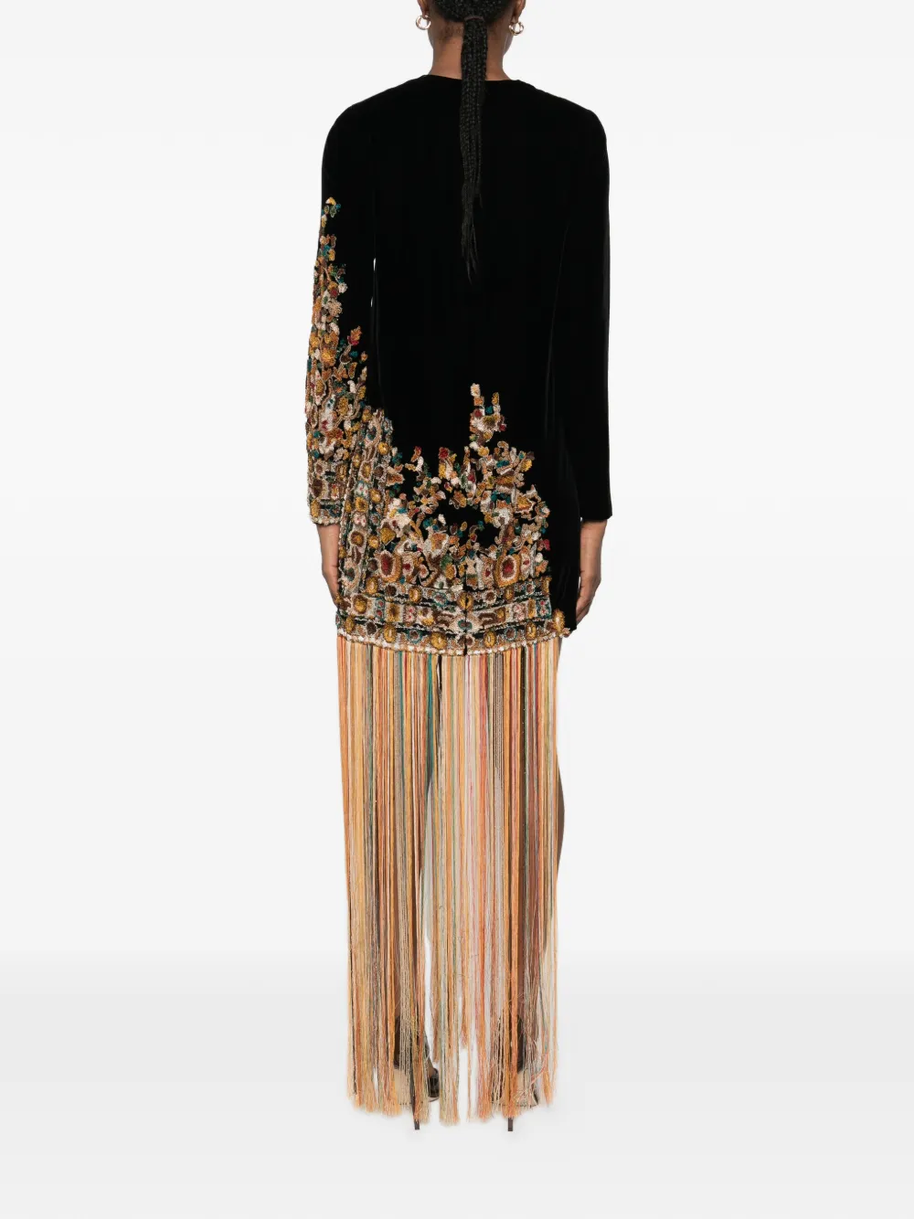 Embroidered Fringed Dress