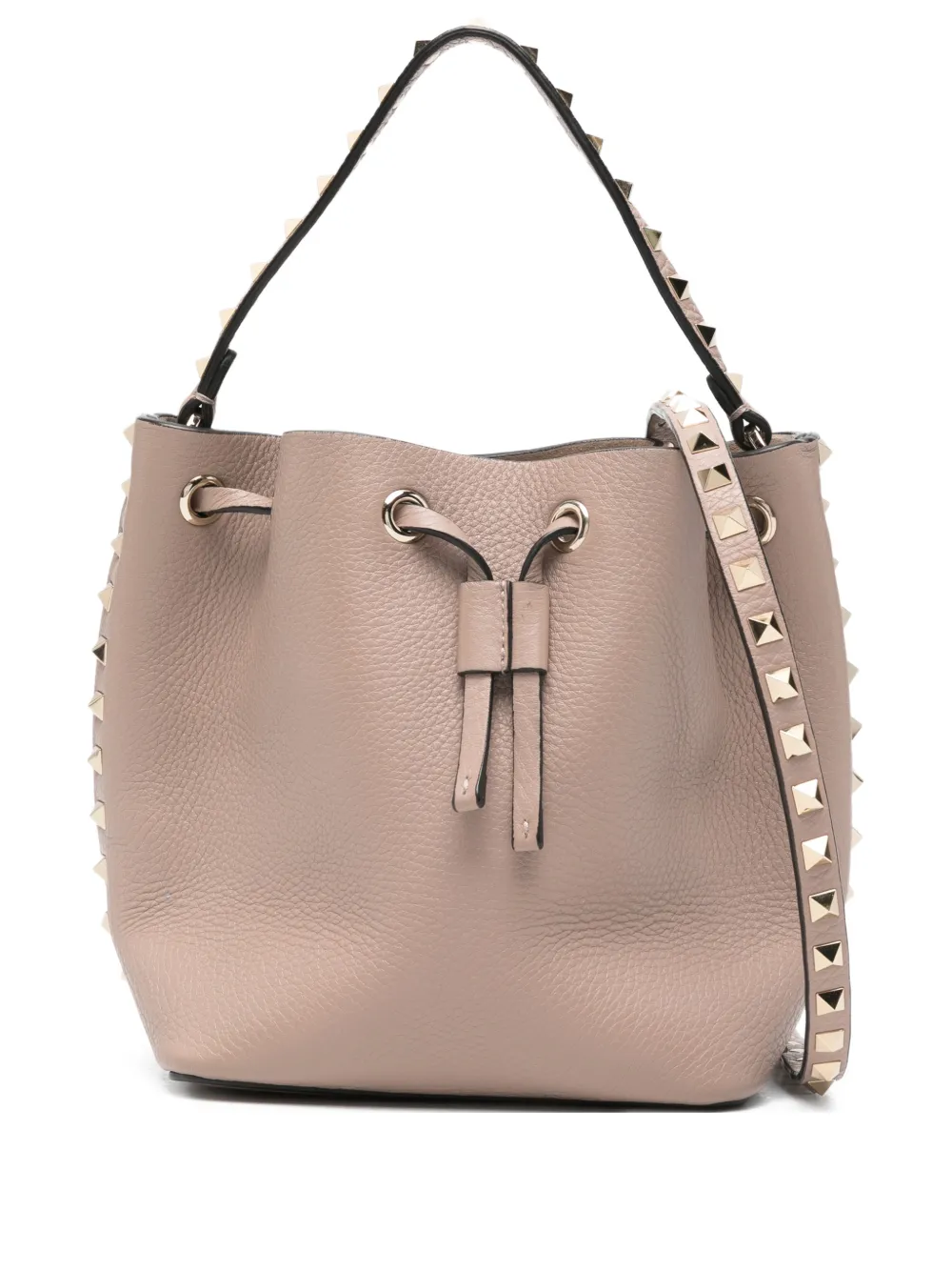 Valentino Garavani Pre-Owned Rockstud leather bucket bag - Toni neutri