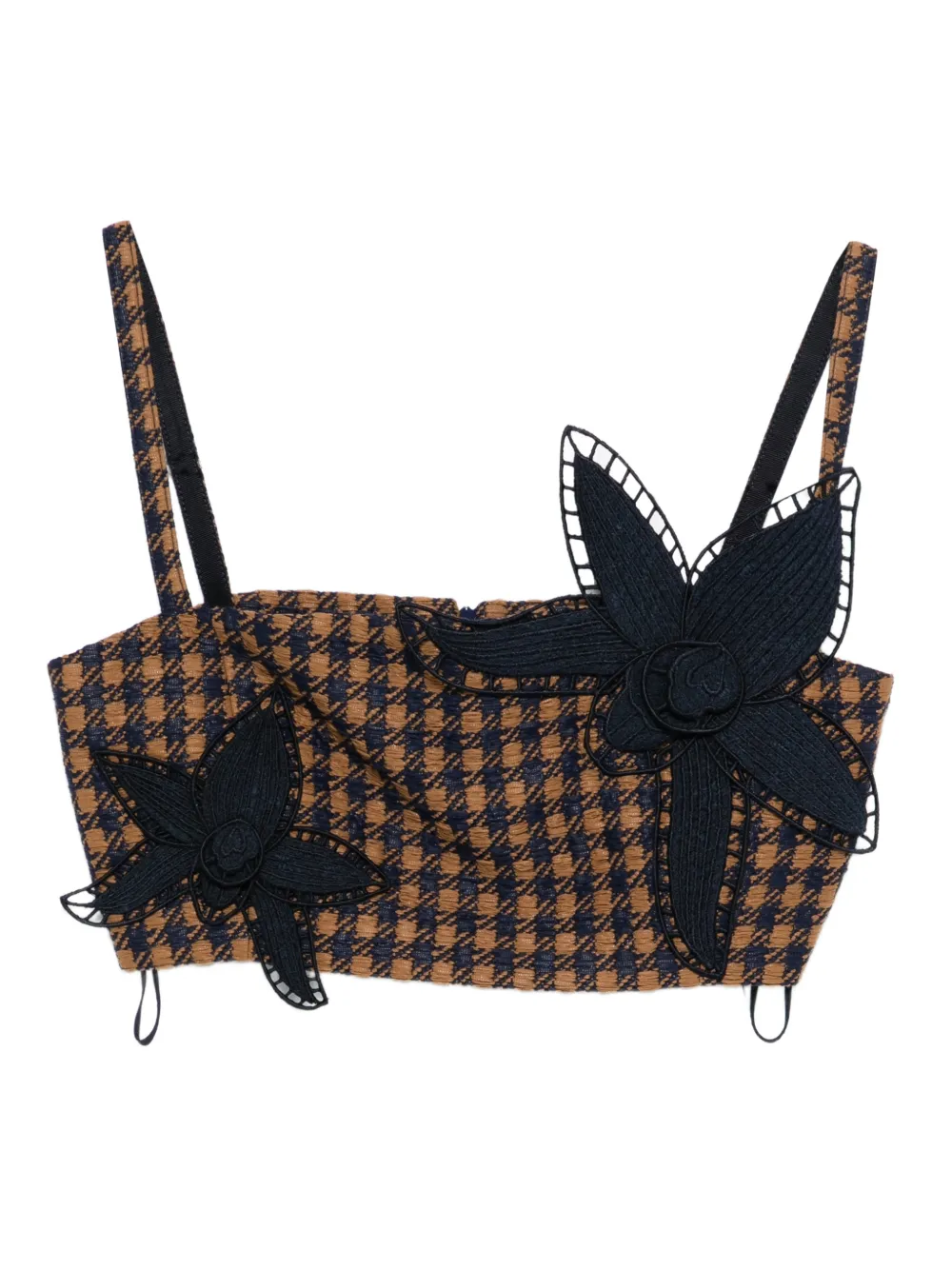 Oscar de la Renta Pre-Owned orchid-embroidered tweed top - Marrone