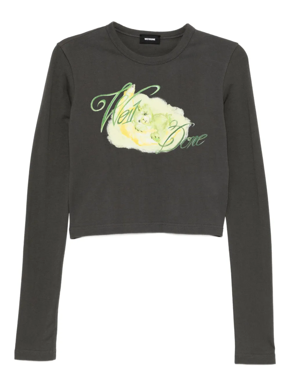 We11 Done Cropped Long-sleeves T-shirt In Gray