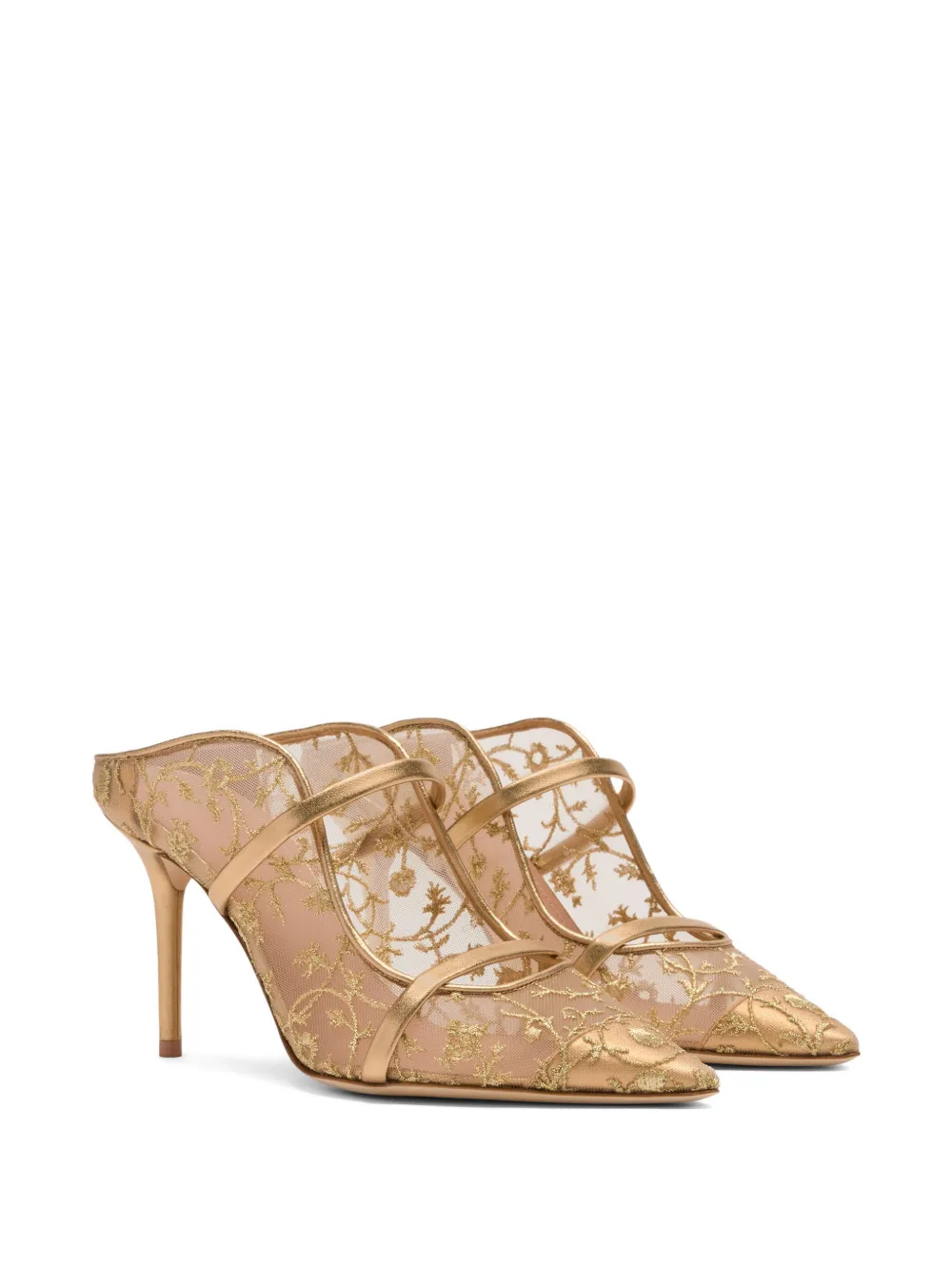 Malone Souliers Maureen gold flower-embroidered mules Goud