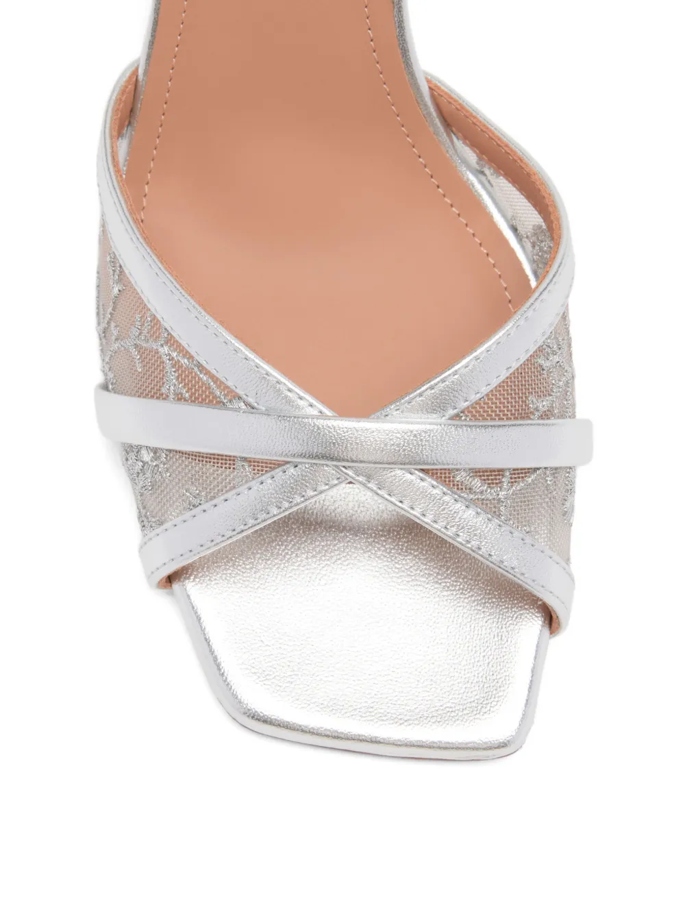 Malone Souliers Perla flower-embroidered sandals Wit