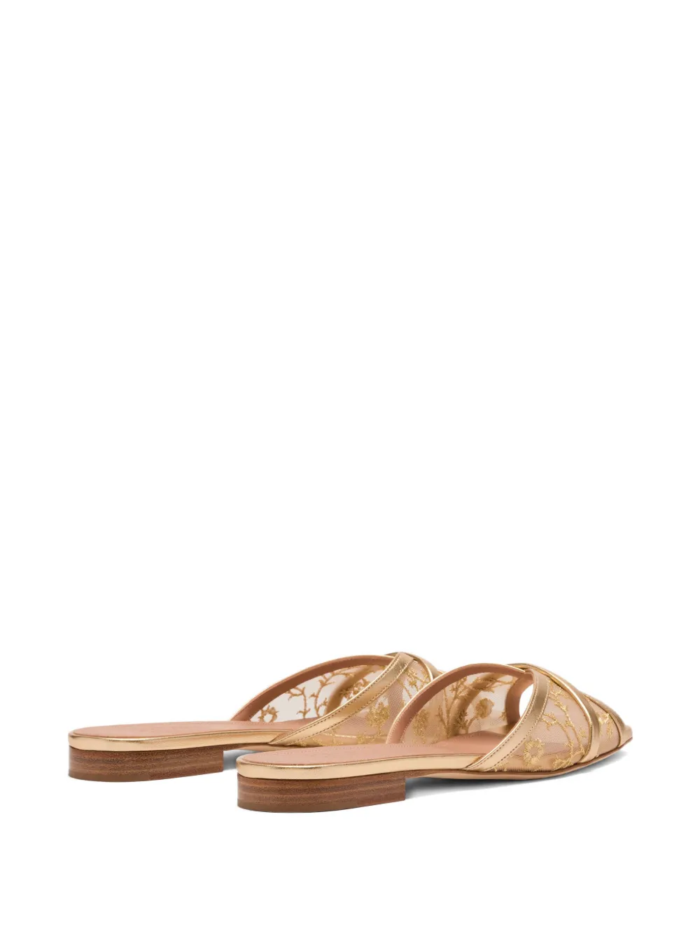 Malone Souliers Perla gold flower-embroidered flat sandals Goud