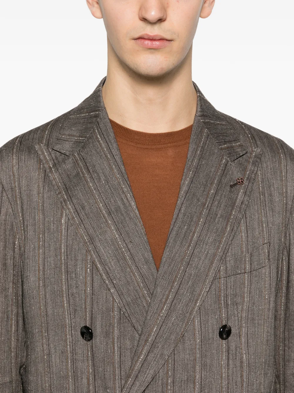 Tagliatore Blazer met krijtstreep en dubbele rij knopen Bruin