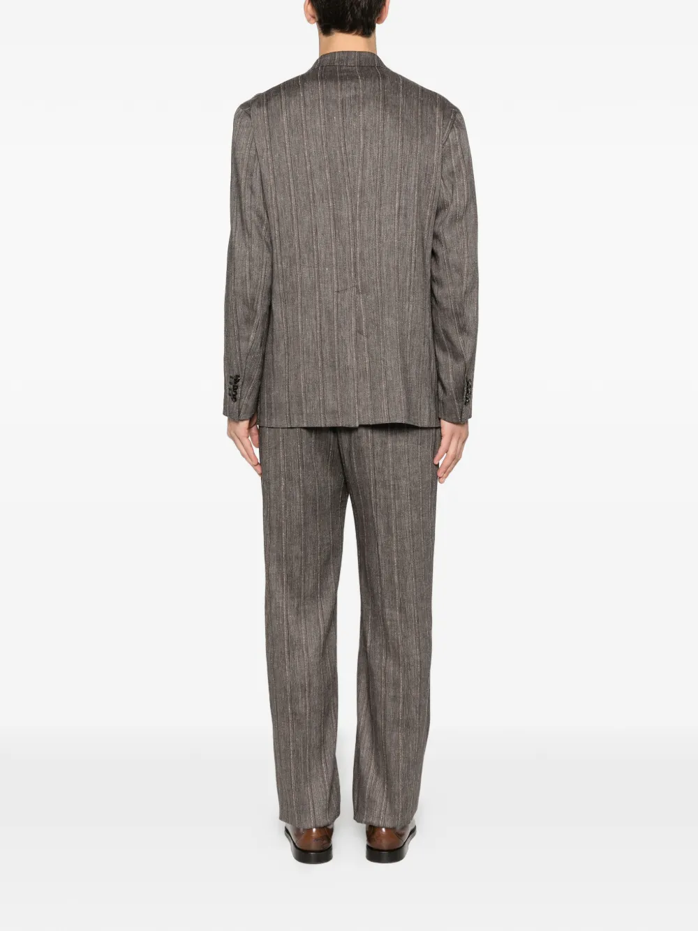 Tagliatore Blazer met krijtstreep en dubbele rij knopen Bruin