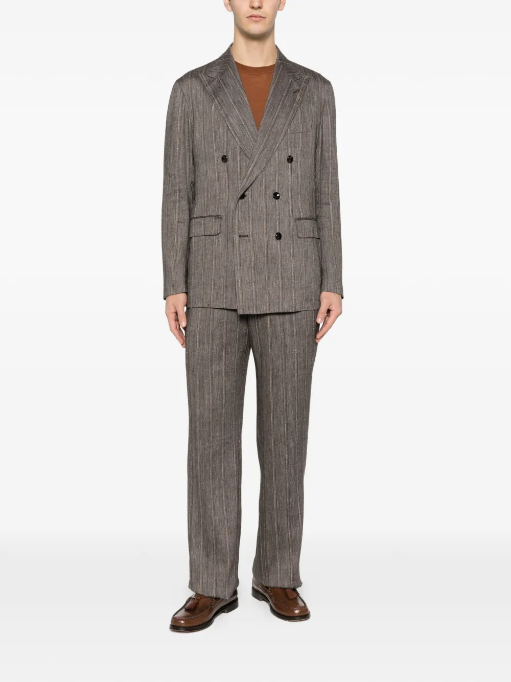 Tagliatore Blazer met krijtstreep en dubbele rij knopen Bruin