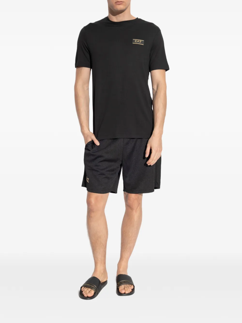 Ea7 Emporio Armani logo-patch T-shirt - Zwart