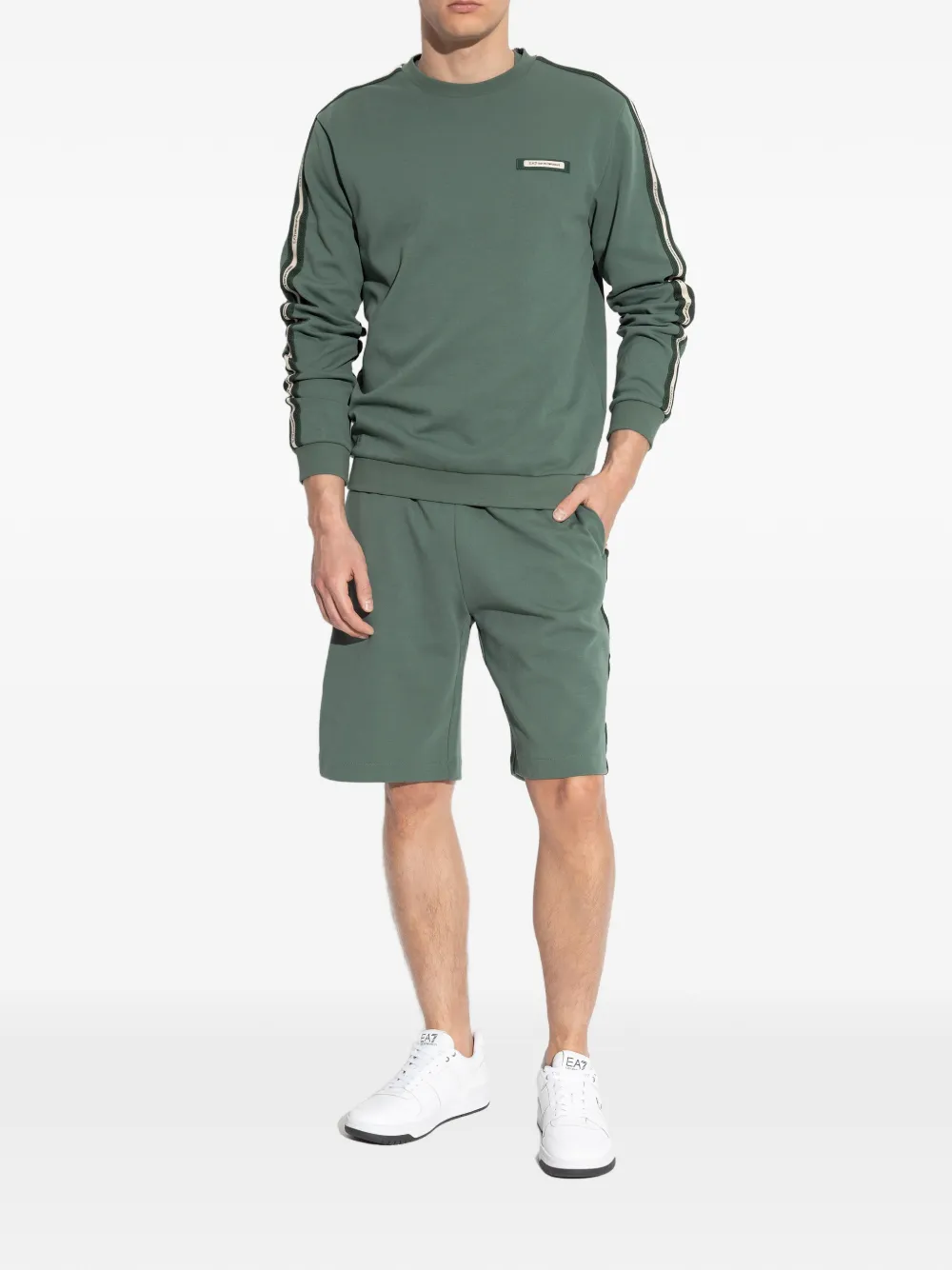 Ea7 Emporio Armani striped-panel sweatshirt - Groen