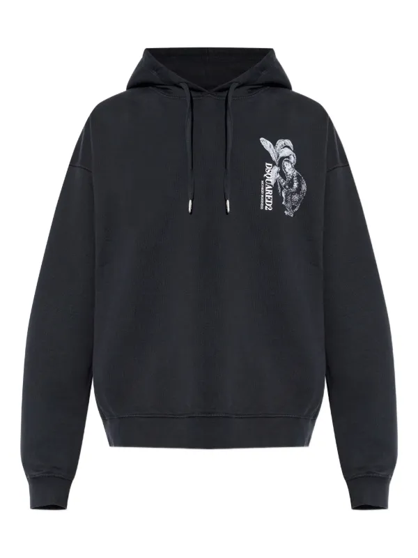 DSQUARED2 ブラック パーカー L DSQUARED2 Graphic Hooded Sweatshirt | Black | FARFETCH