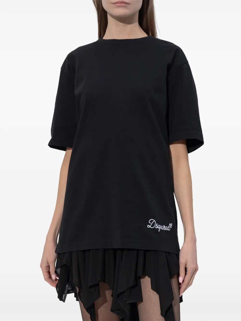 DSQUARED2 T-shirt met korte mouwen en borduurwerk Zwart