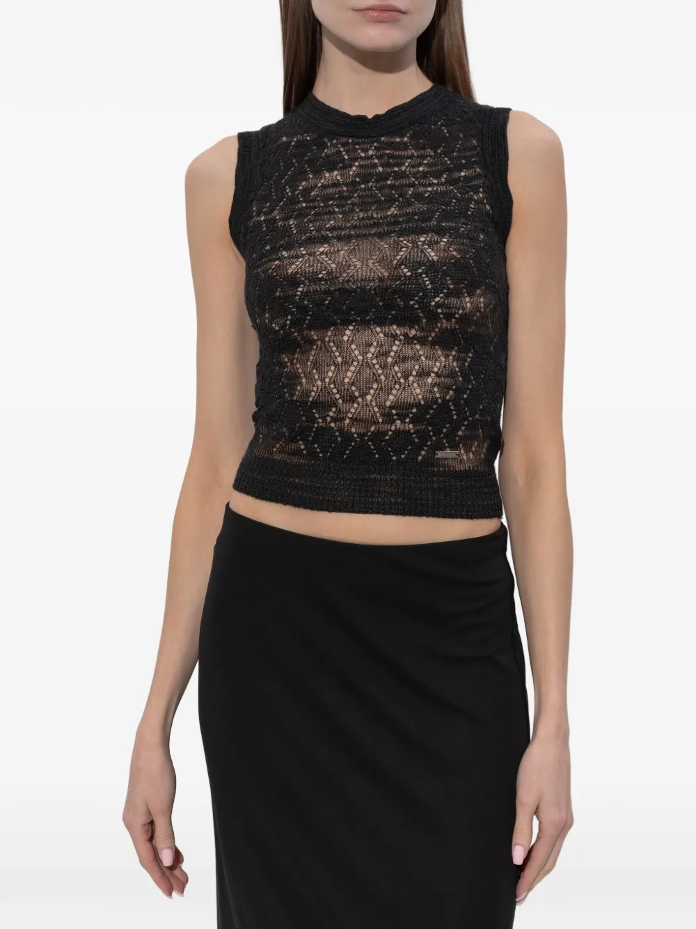  Dsquared2 Openwork Sleeveless Vest - Black 