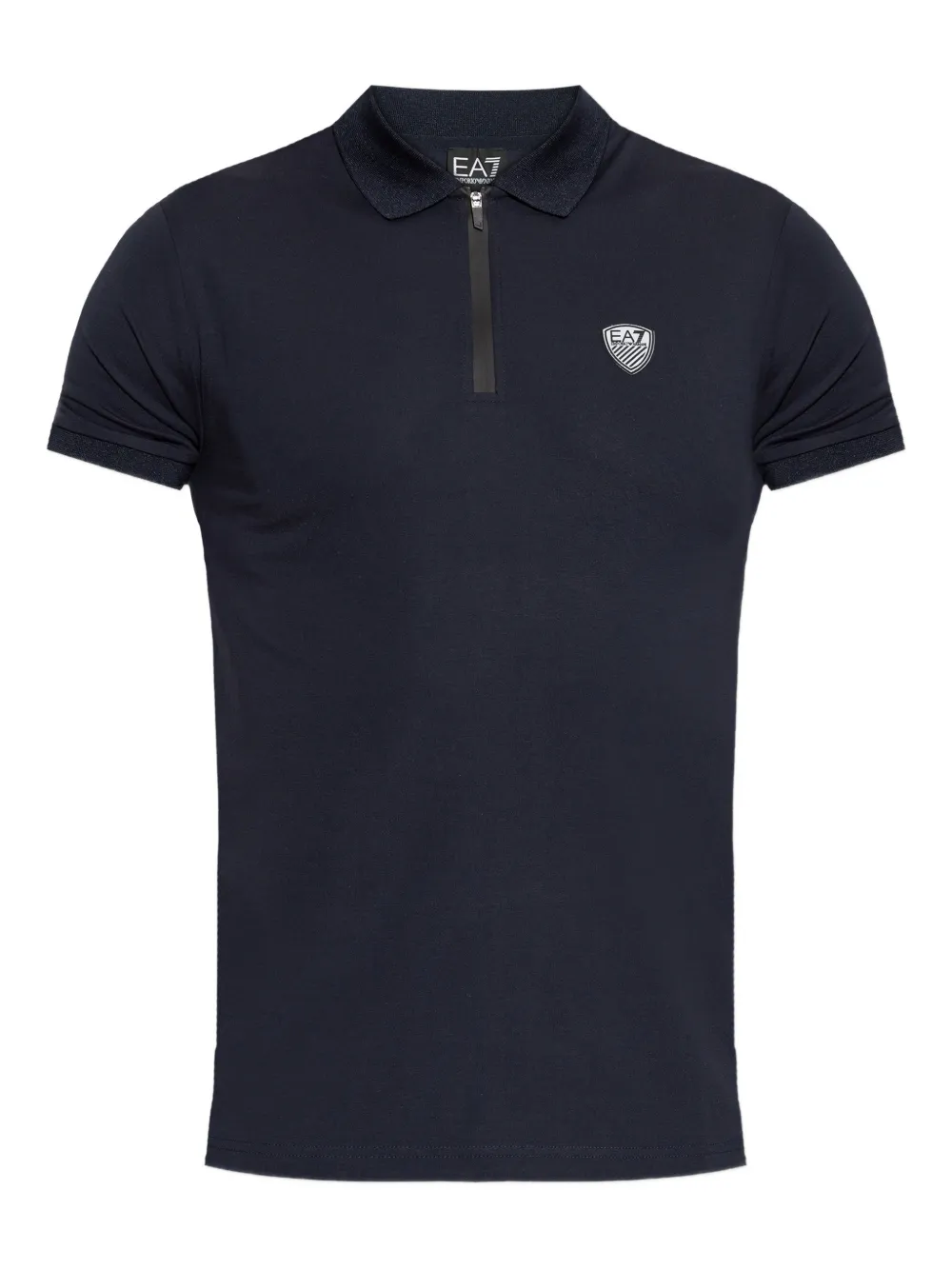 Ea7 Emporio Armani zip logo polo shirt - Blu