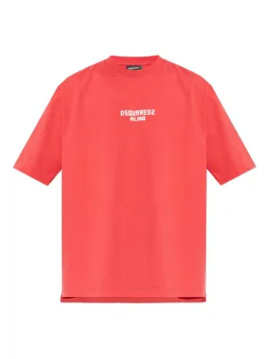 DSQUARED2 logo-print Cotton T-shirt | Red | FARFETCH