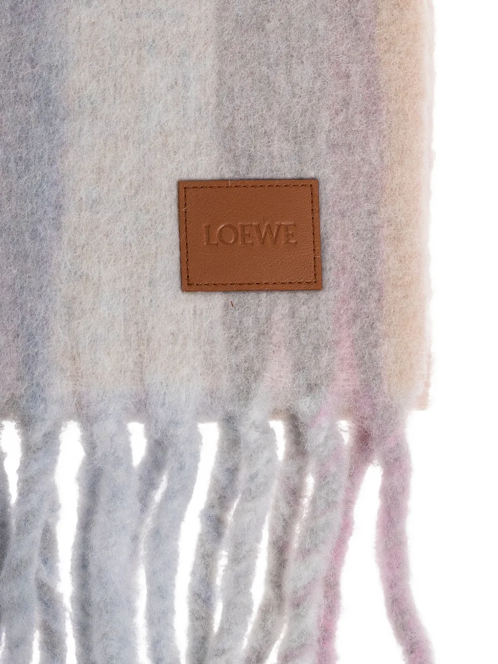 LOEWE fringed stripes scarf - Beige