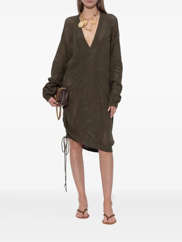 DSQUARED2 V-neck Drawstring Midi Dress | Green