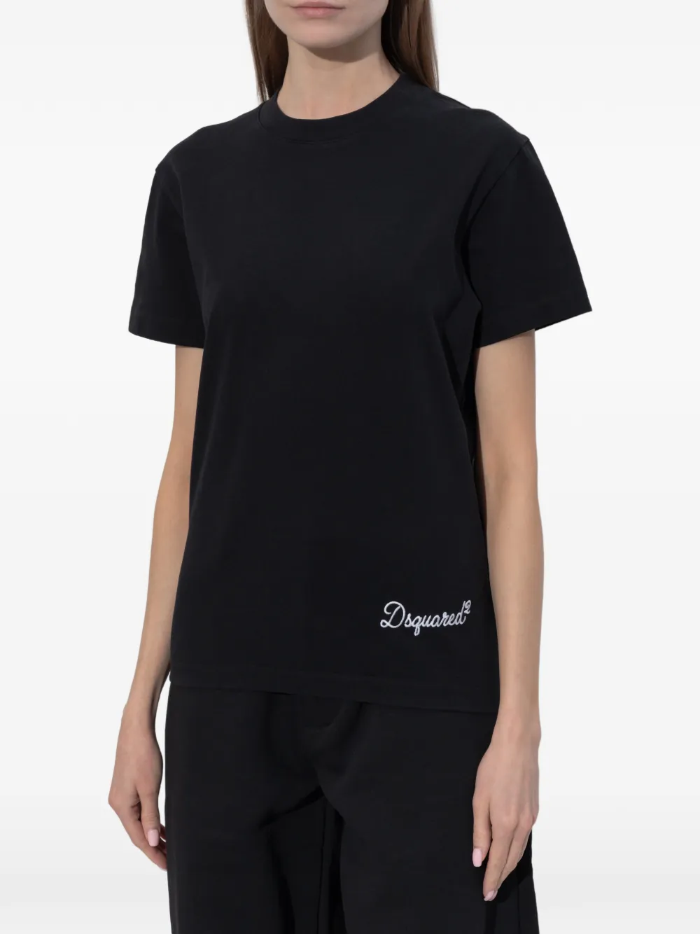 DSQUARED2 T-shirt met geborduurd logo Zwart