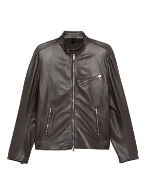 Emporio Armani Jaqueta De Couro Com Zíper | Preto | FARFETCH BR