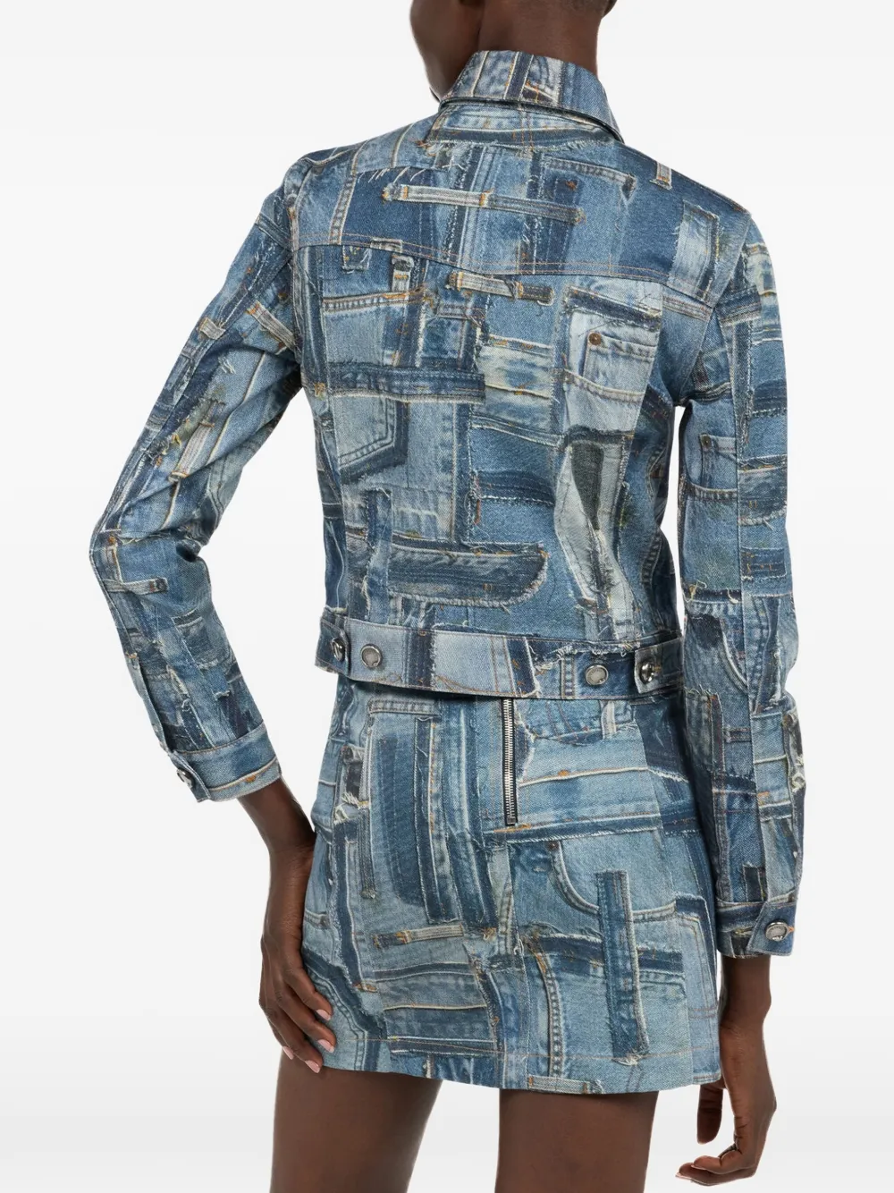Roberto Cavalli Denim jack met patchwork Blauw