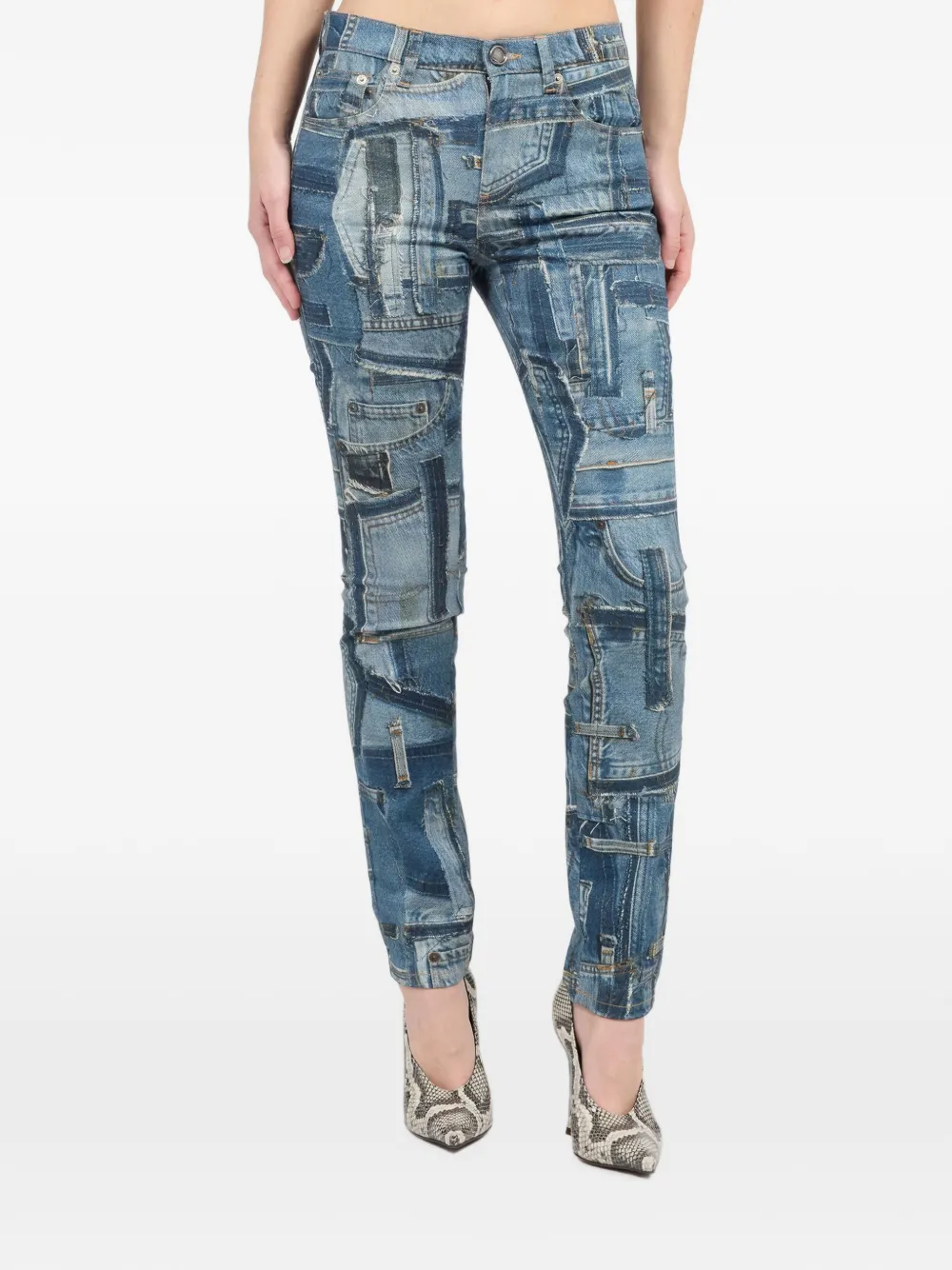 Roberto Cavalli Patchwork Capsule Collection skinny jeans Blauw
