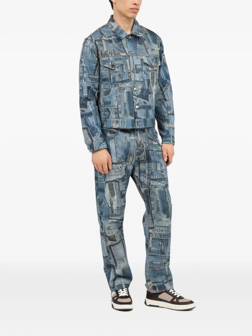 Roberto Cavalli Denim jack met patchwork Blauw