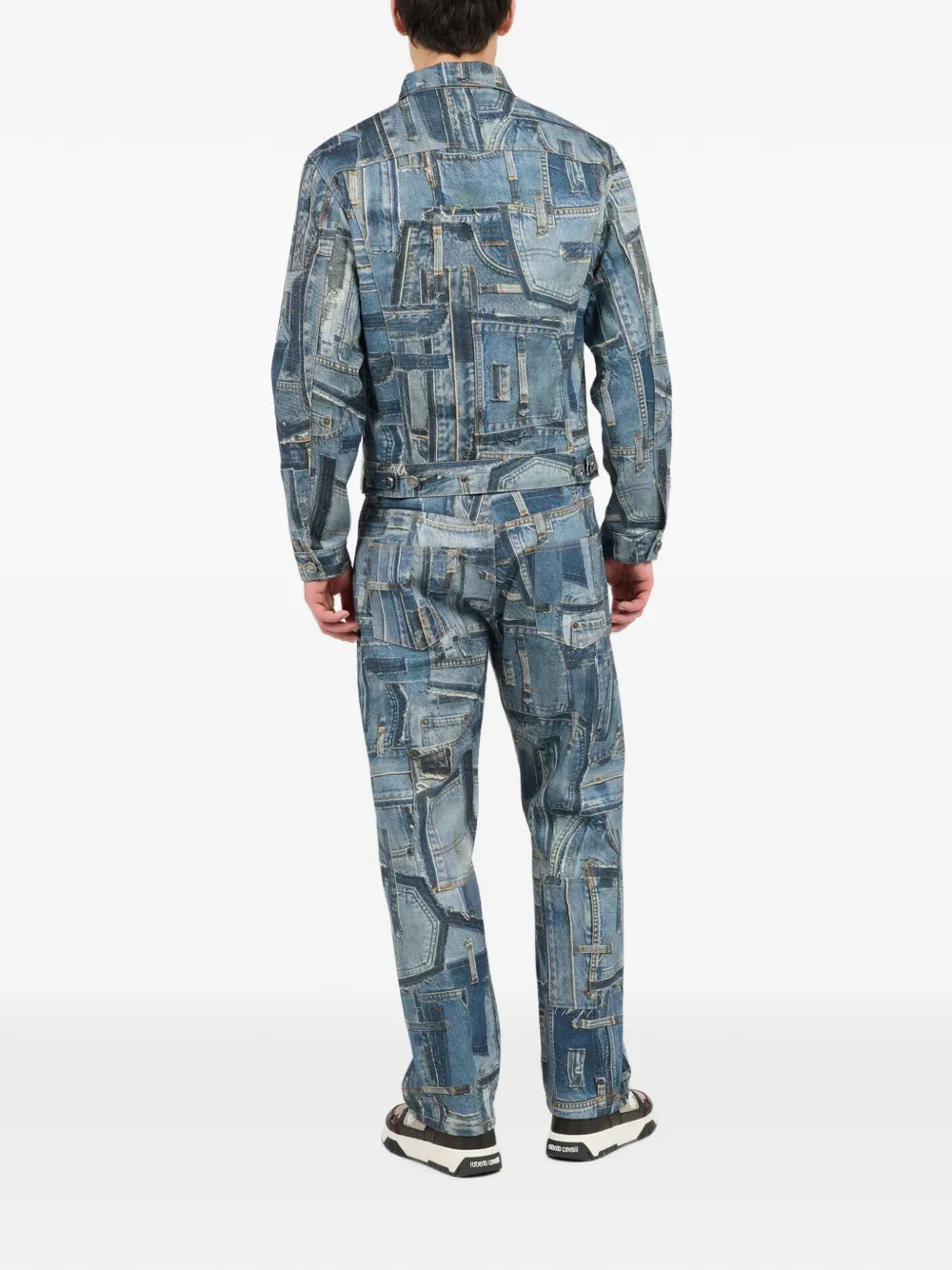 Roberto Cavalli Denim jack met patchwork Blauw