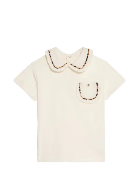 Roberto Cavalli ruffled leopard-trim T-shirt