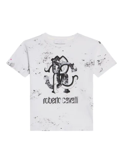 Roberto Cavalli Junior marbled-monogram T-shirt