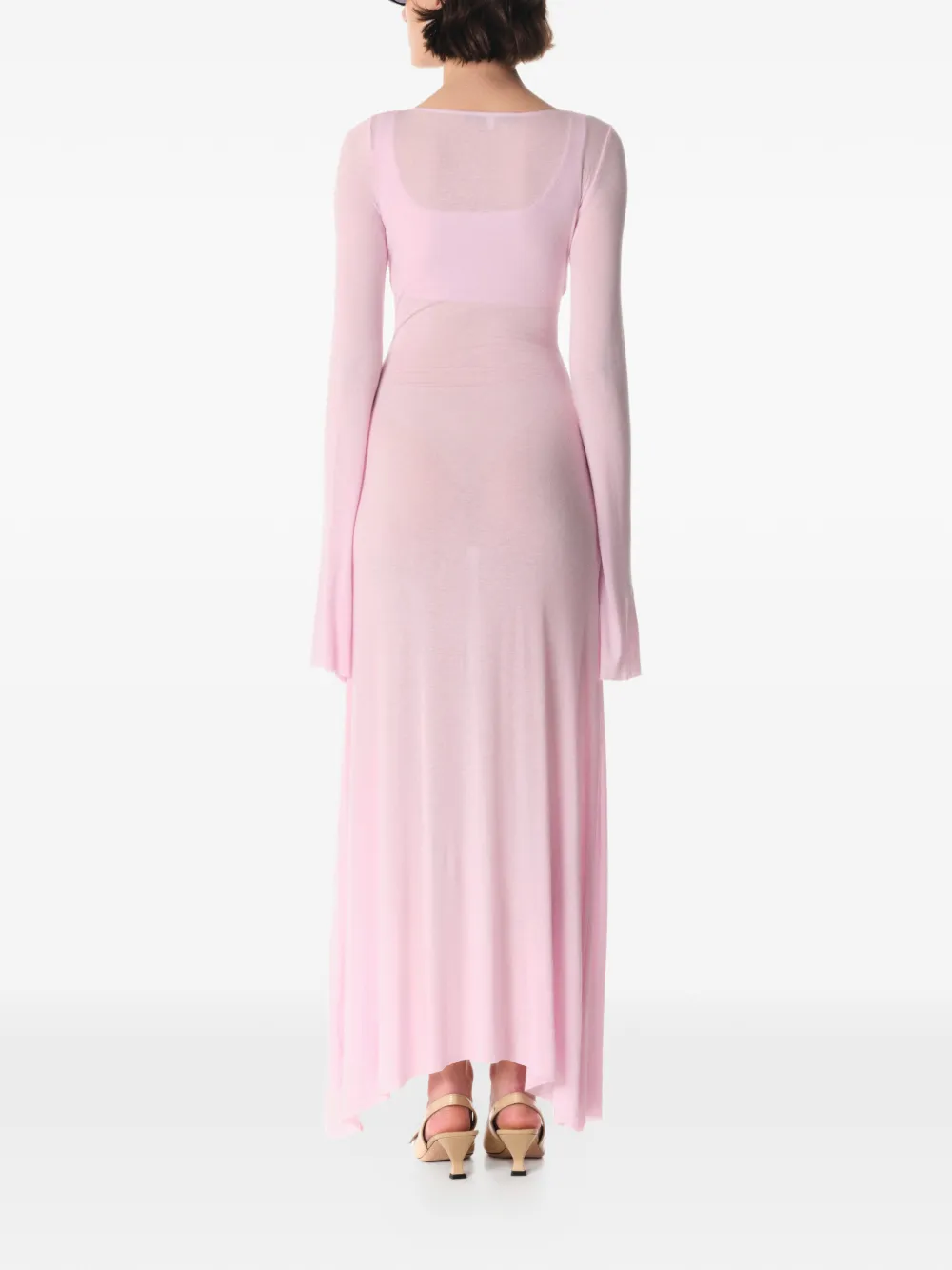  Manurí V-neck Long-sleeve Maxi Dress - Pink 