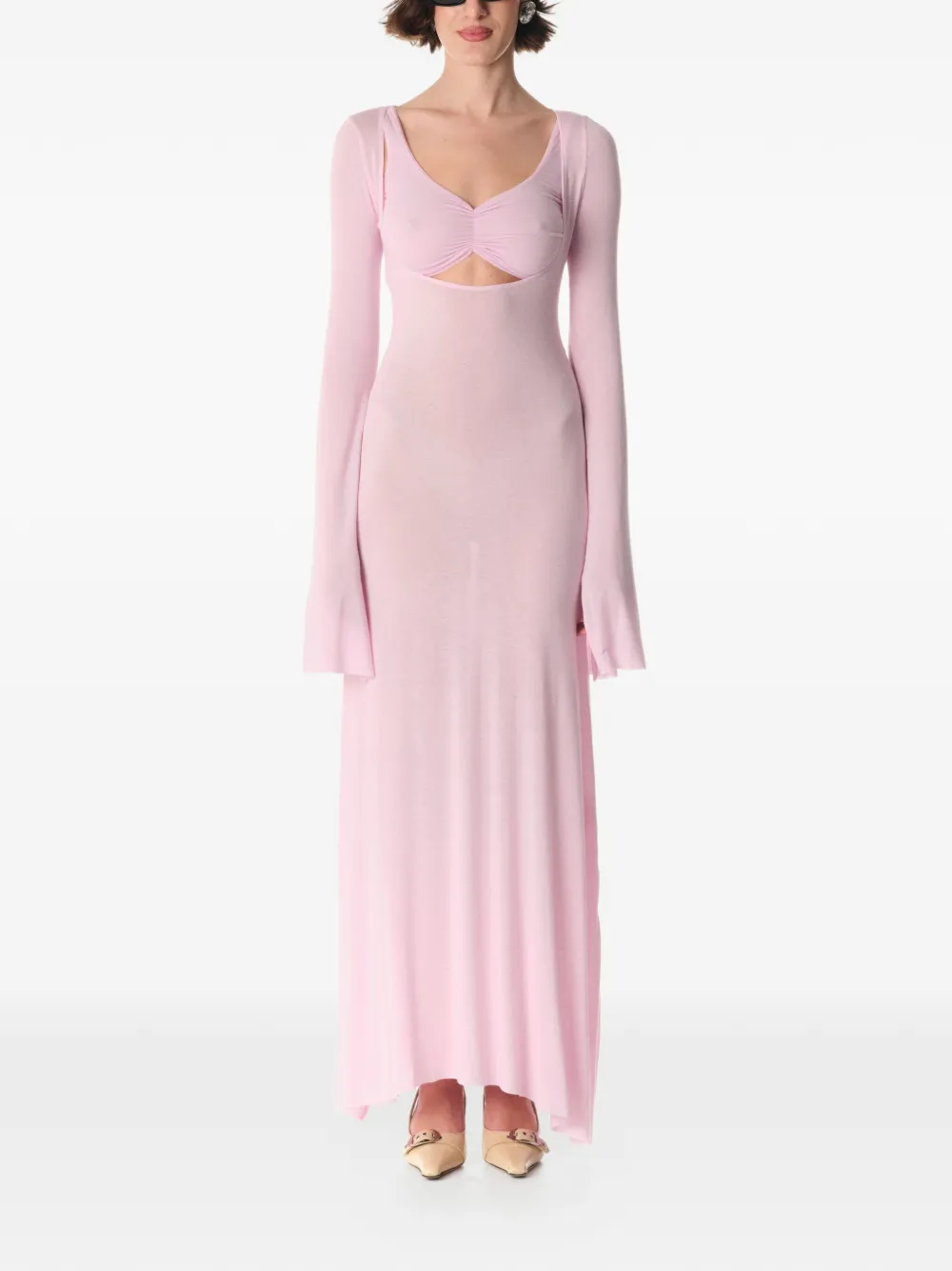 MANURÍ Maxi-jurk met V-hals - Roze