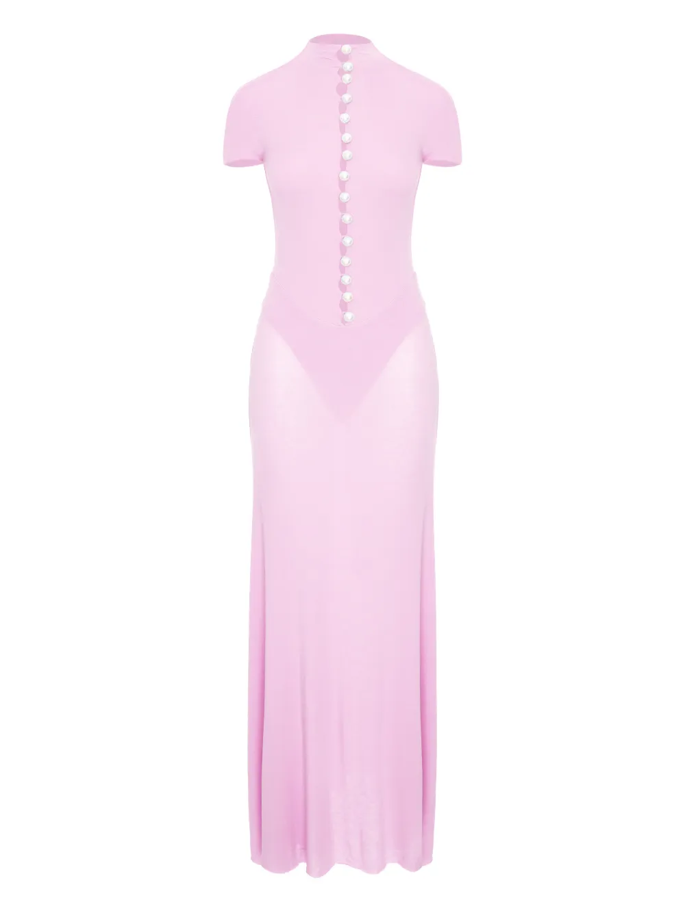 MANURÍ button-detail mock-neck maxi dress | Pink | Image 1