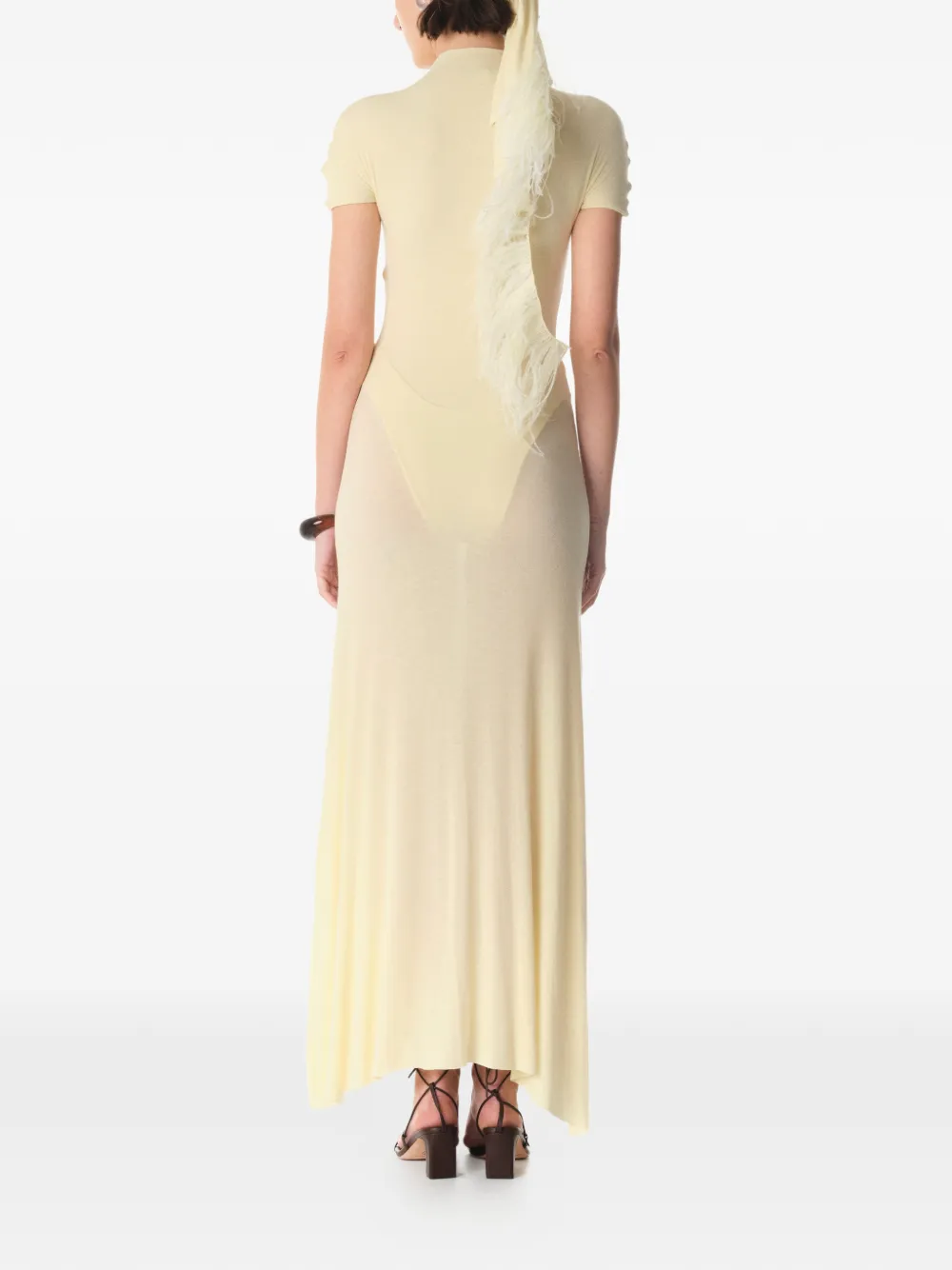  Manurí Mock-neck Maxi Dress - Neutrals 