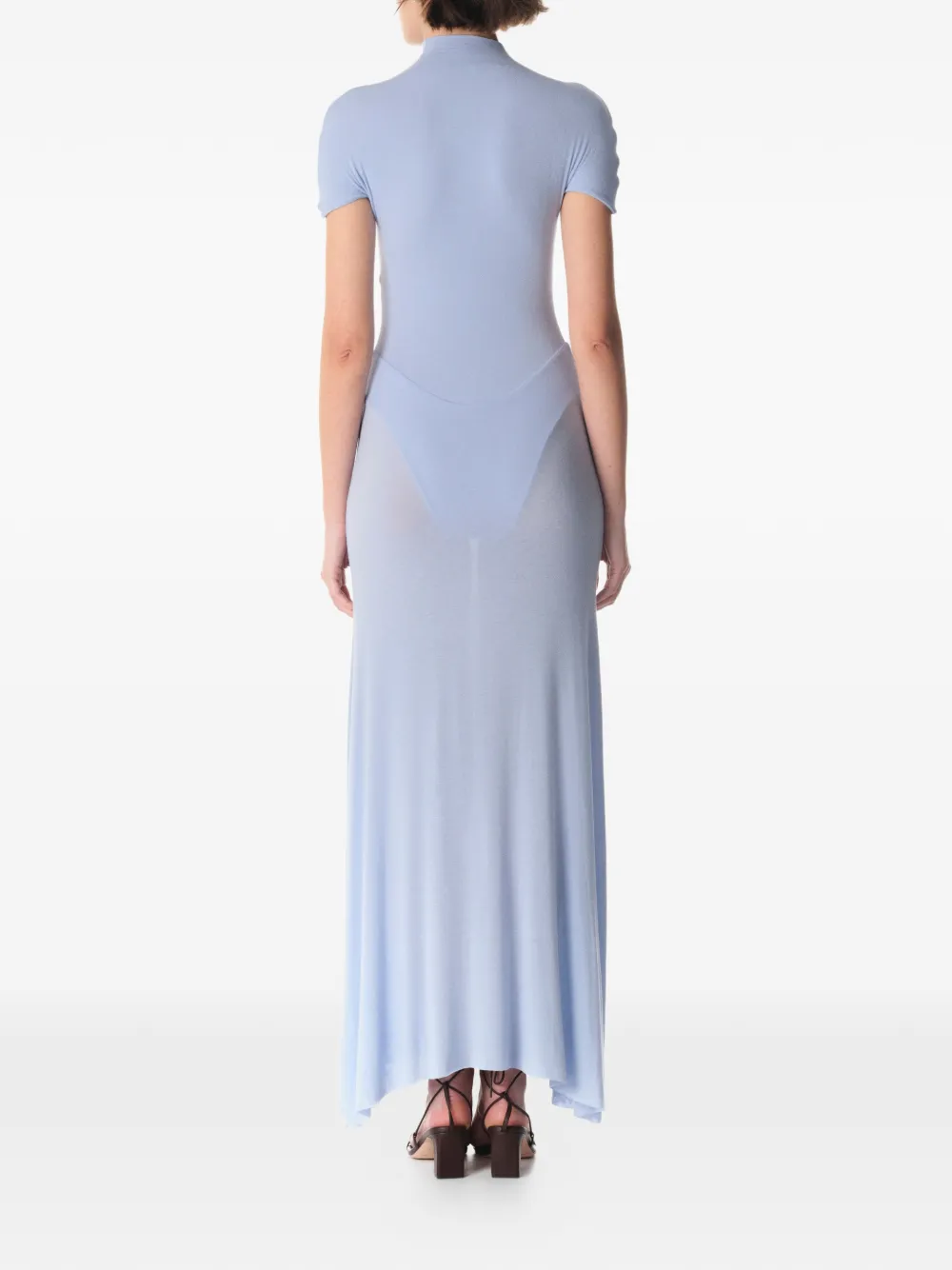 MANURÍ Maxi-jurk verfraaid met parel Blauw