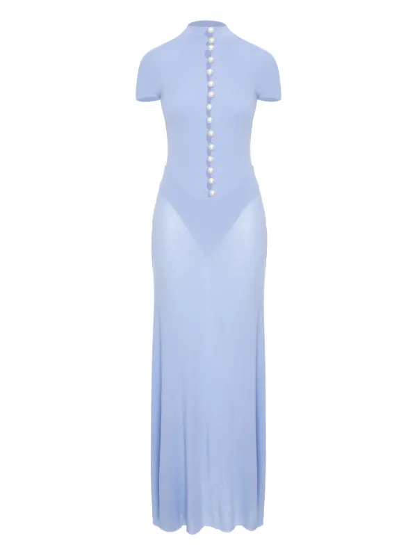 MANURÍ pearl-embellished Maxi Dress | Blue
