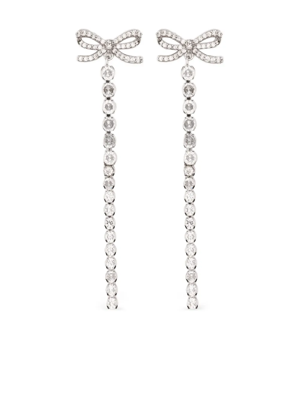 Self-Portrait bow-embellished drop earrings - Argento