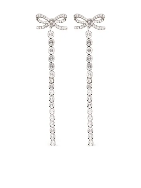 Self-Portrait bow-embellished drop earrings