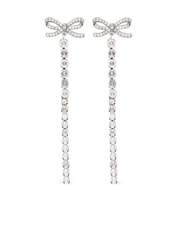 Self-Portrait Bow-embellished Drop Earrings in Silver