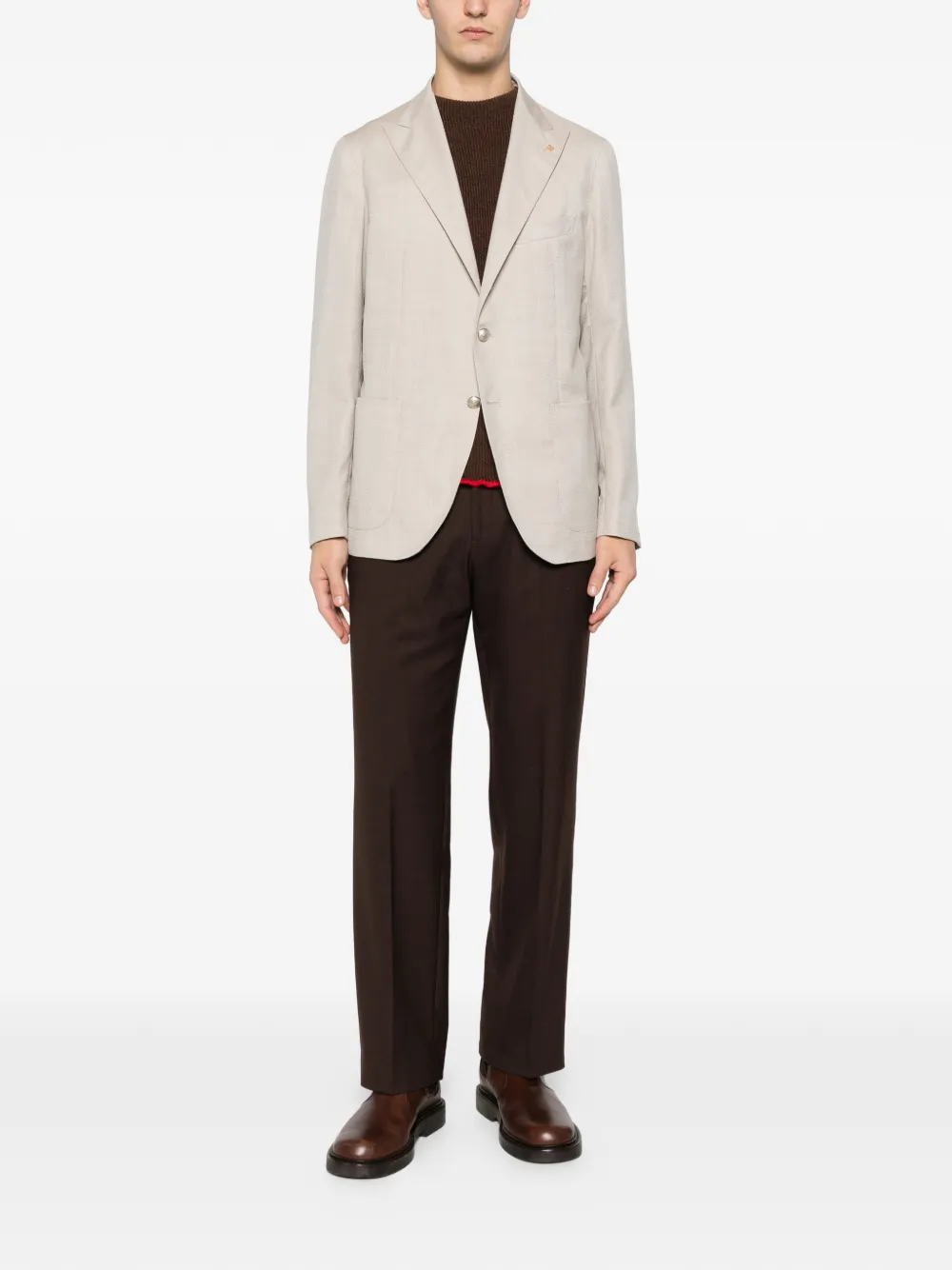 Tagliatore Blazer met opgestikte zak en twee knopen Beige