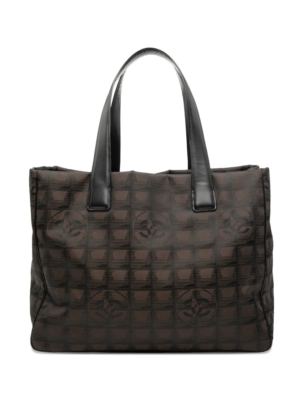 Pre-owned Chanel 2005-2006 New Travel Line Nylon Tote Bag In Brown