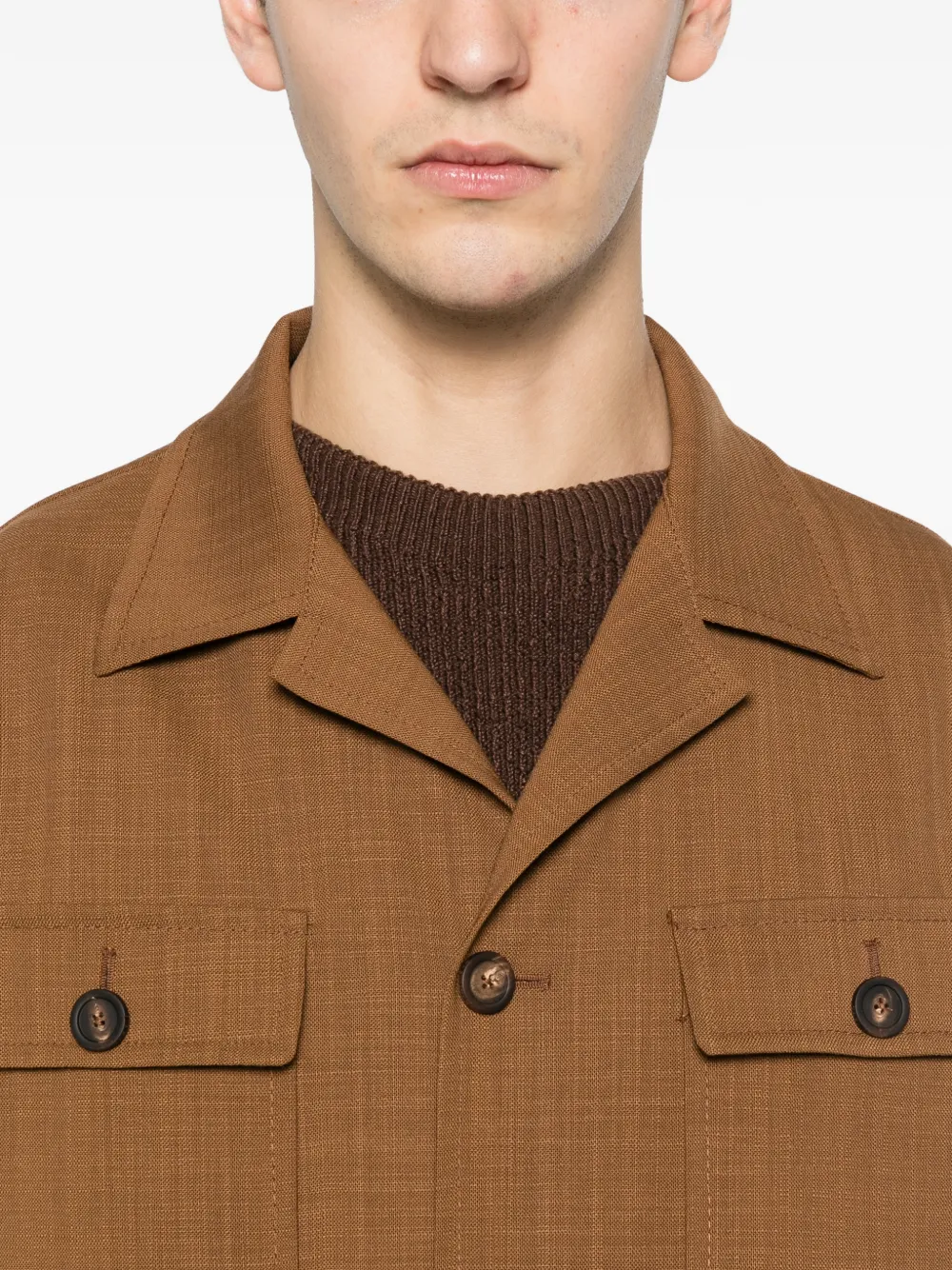 Tagliatore Shirtjack met zak aan de voorzijde Bruin