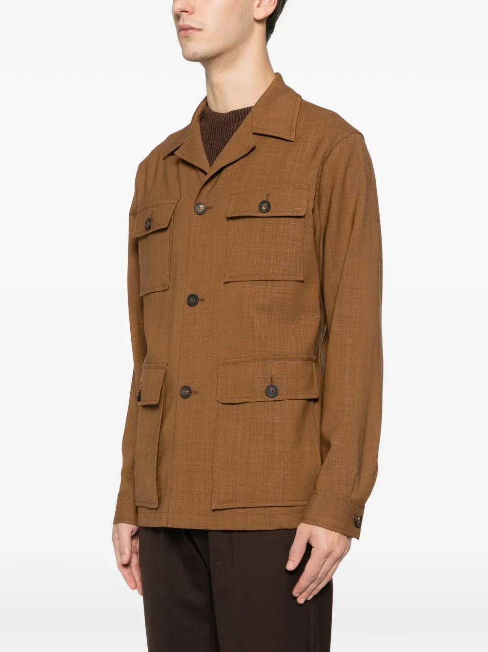 Tagliatore Shirtjack met zak aan de voorzijde Bruin