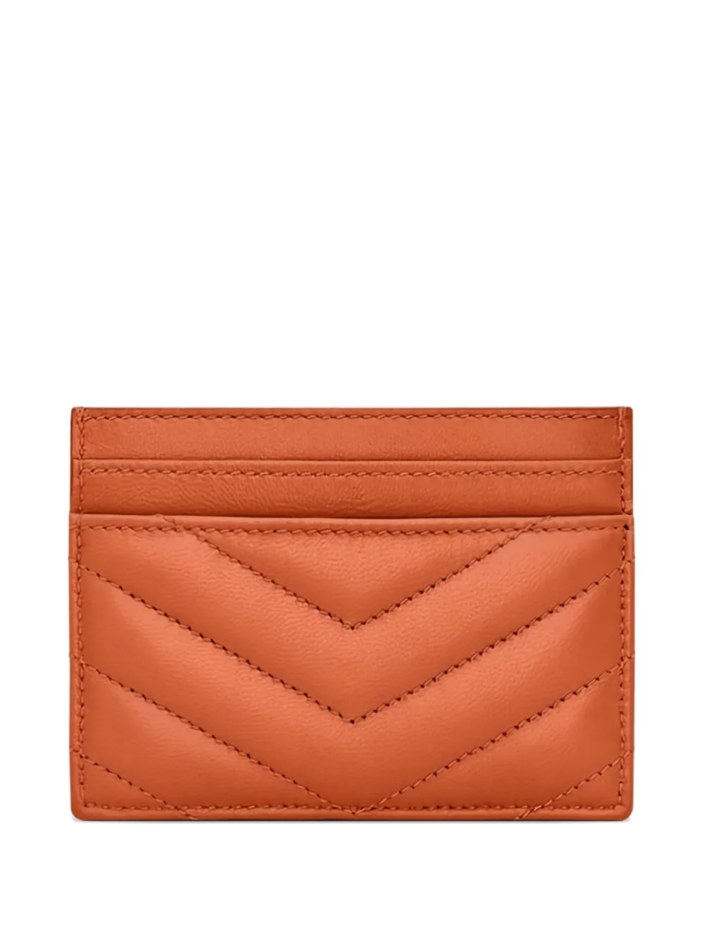 Saint Laurent Cassandre Lambskin Card Holder In Orange