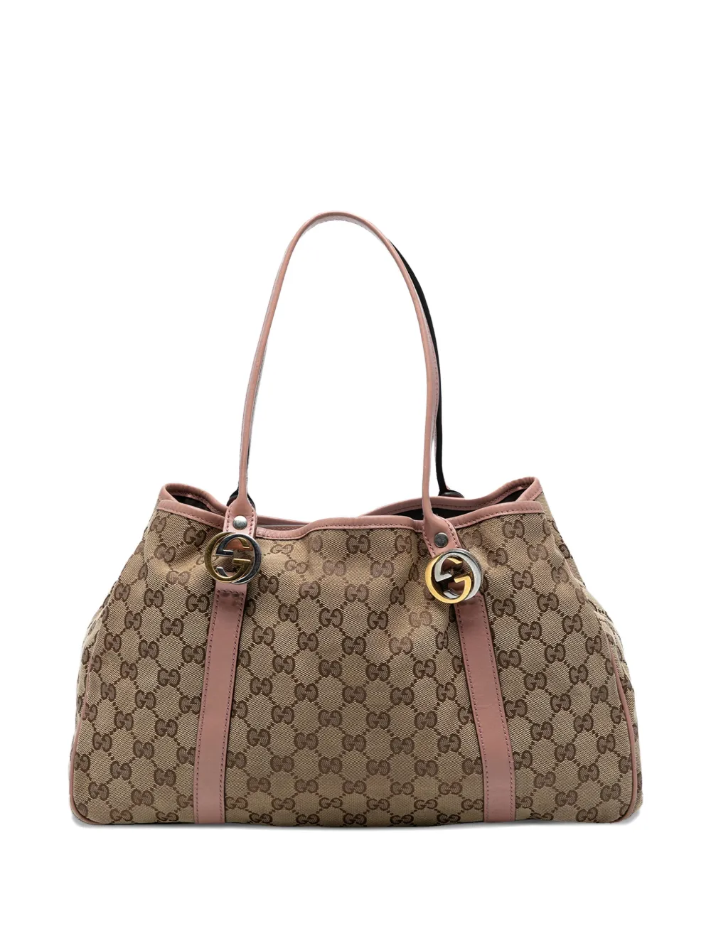 Pre-owned Gucci 2000-2015 Gg Canvas Twins Tote Bag In Brown